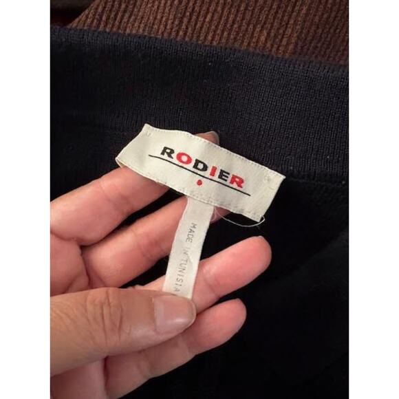 Rodier Paris Blue/Black Wool Blend Button Front Cardigan Sweater Size 46 L/XL - Picture 5 of 6